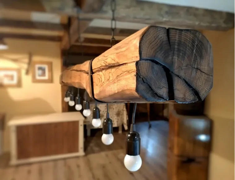 Hand-crafted Oak Beam Farmhouse Chandelier – Custom Length