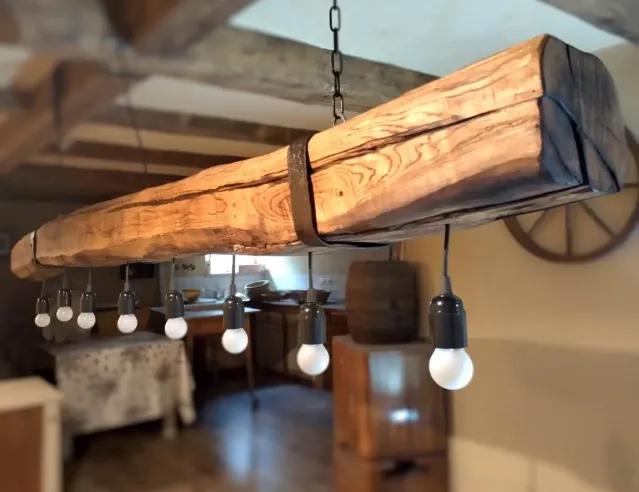 Hand-crafted Oak Beam Farmhouse Chandelier – Custom Length