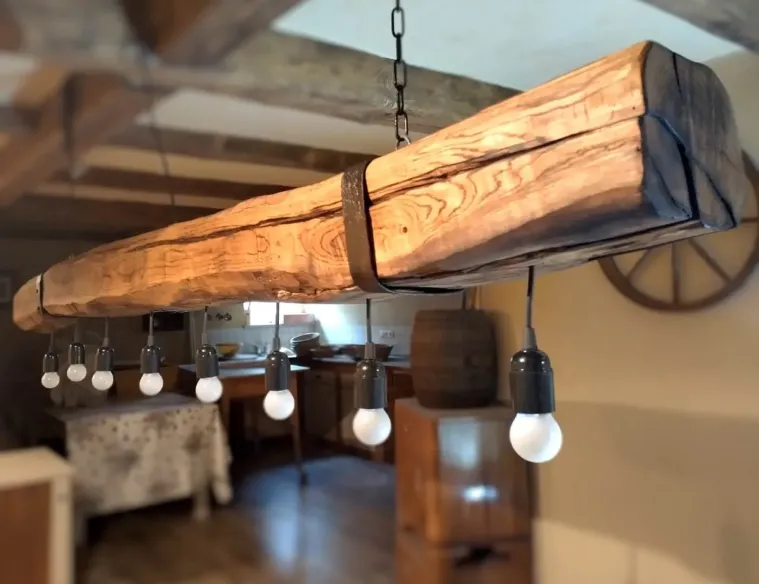 Hand-crafted Oak Beam Farmhouse Chandelier – Custom Length