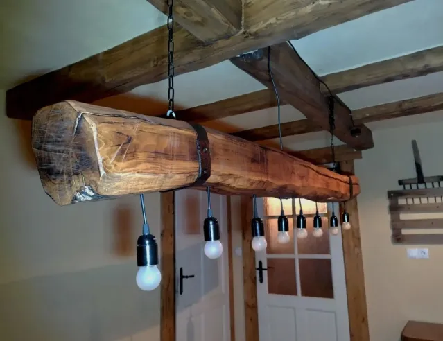 Hand-crafted Oak Beam Farmhouse Chandelier – Custom Length
