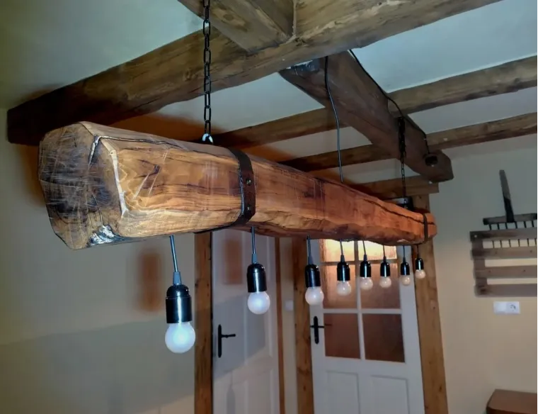 Hand-crafted Oak Beam Farmhouse Chandelier – Custom Length