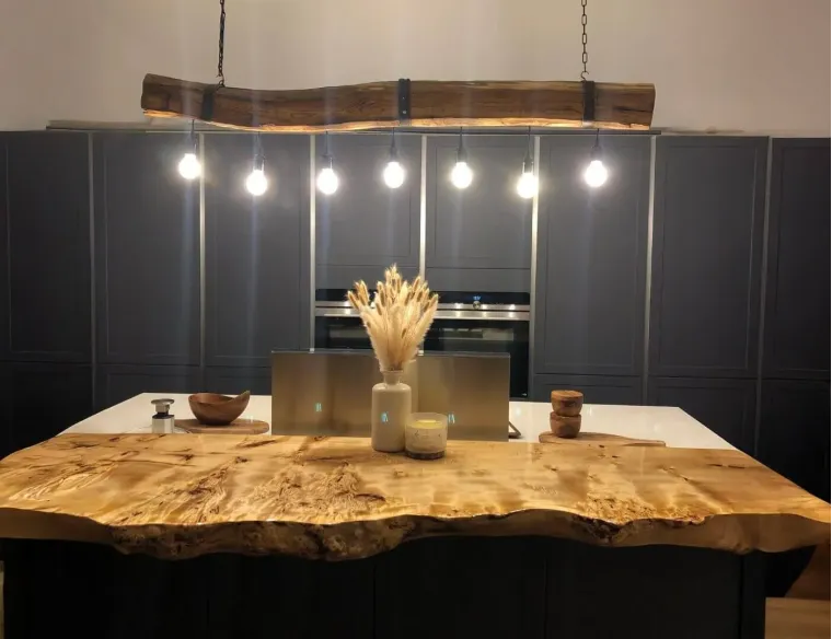 Hand-crafted Oak Beam Farmhouse Chandelier – Custom Length