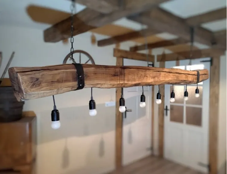 Hand-crafted Oak Beam Farmhouse Chandelier – Custom Length