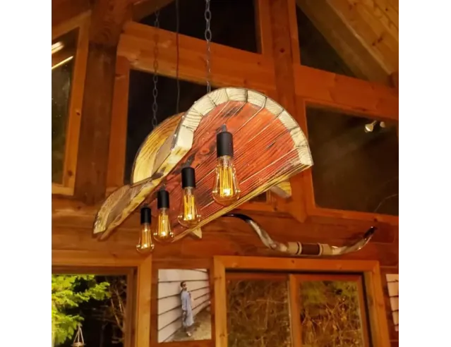 Rustic Barn Wood Pendant Light – Handcrafted from Recycled Wood with Edison Bulbs