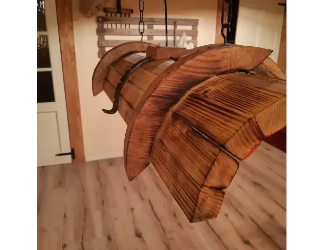 Rustic Barn Wood Pendant Light – Handcrafted from Recycled Wood with Edison Bulbs