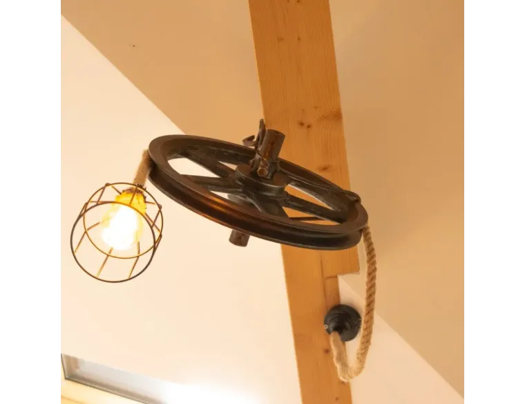 Rustic Pendant Lights – Handcrafted from Recycled Wood & Reclaimed Iron Pulley