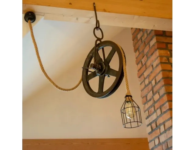 Rustic Pendant Lights – Handcrafted from Recycled Wood & Reclaimed Iron Pulley