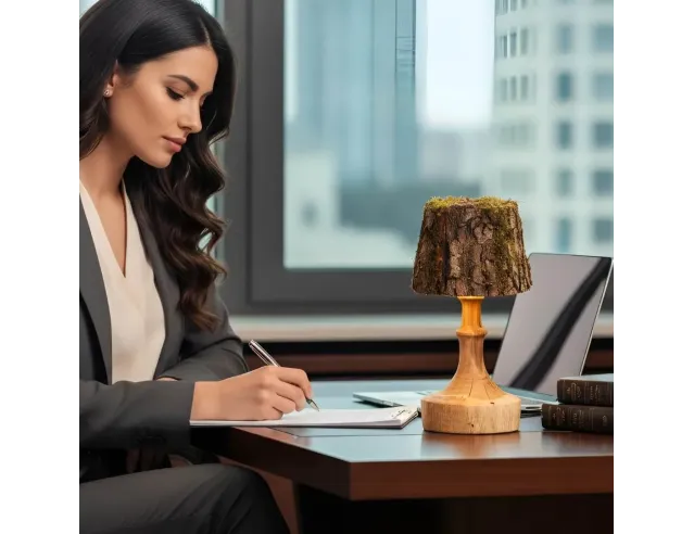 Handmade Battery LED Wood Lamp – Rustic Wireless Light