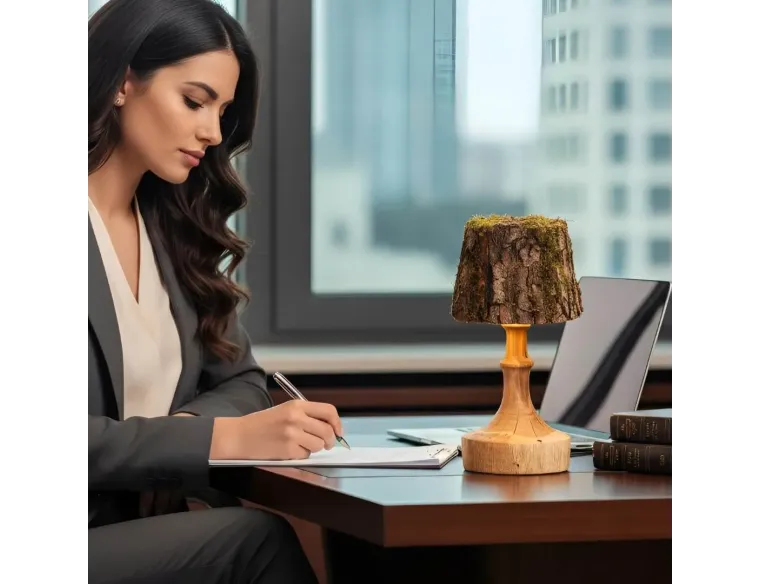 Handmade Battery LED Wood Lamp – Rustic Wireless Light