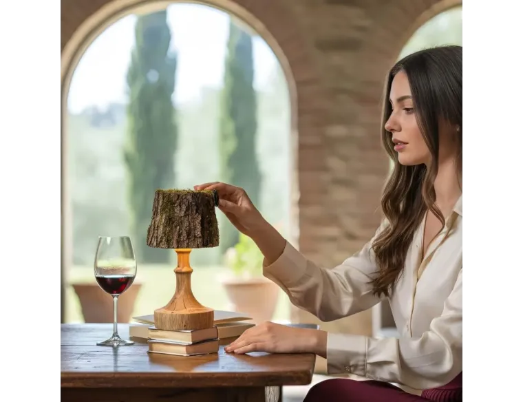 Handmade Battery LED Wood Lamp – Rustic Wireless Light