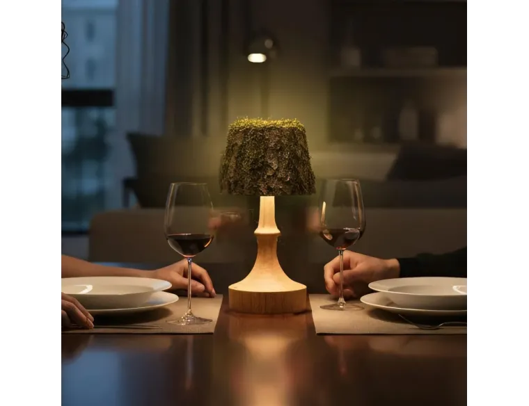 Handmade Battery LED Wood Lamp – Rustic Wireless Light