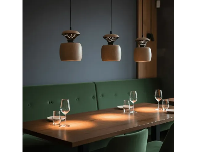 “Orbit” Pendant Light — Ebonized Oak & Swarovski Accents (LED 3W Warm)