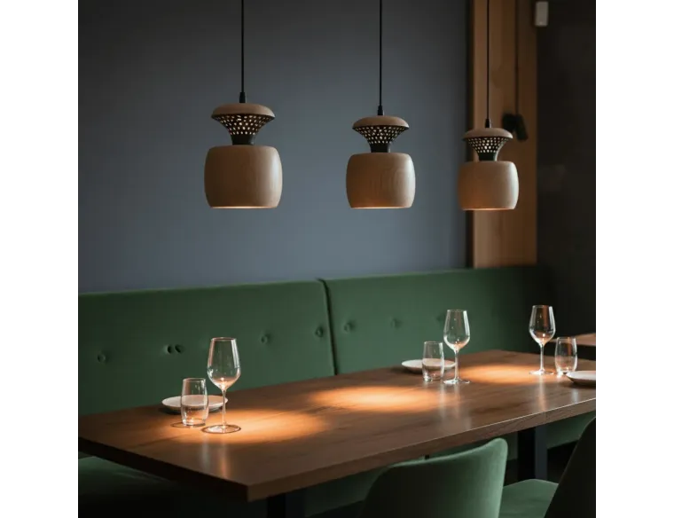 “Orbit” Pendant Light — Ebonized Oak & Swarovski Accents (LED 3W Warm)