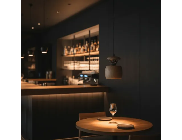 “Orbit” Pendant Light — Ebonized Oak & Swarovski Accents (LED 3W Warm)