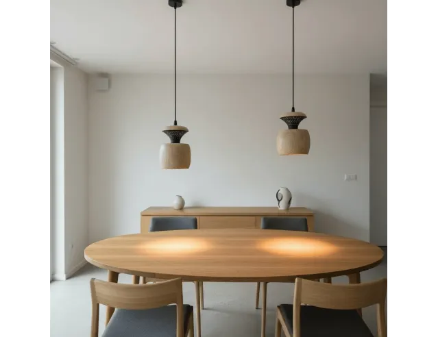 “Orbit” Pendant Light — Ebonized Oak & Swarovski Accents (LED 3W Warm)