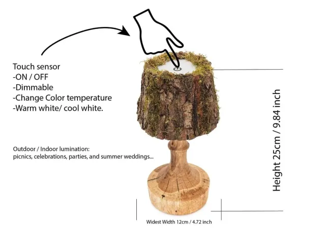 Handmade Battery LED Wood Lamp – Rustic Wireless Light