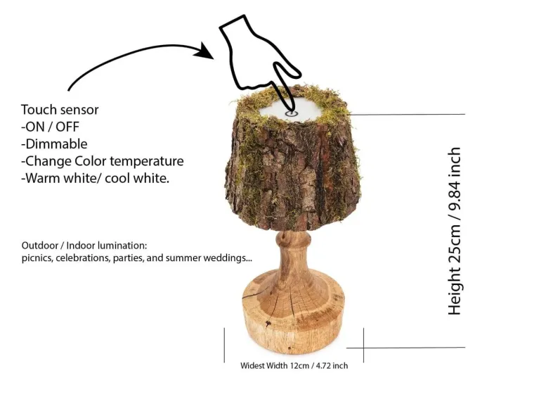 Handmade Battery LED Wood Lamp – Rustic Wireless Light