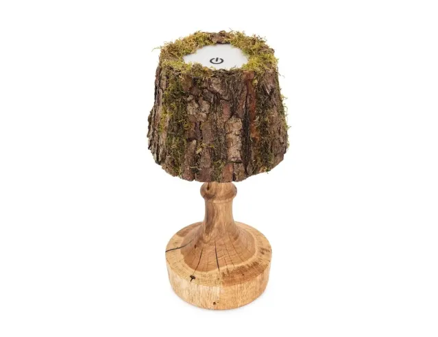 Handmade Battery LED Wood Lamp – Rustic Wireless Light