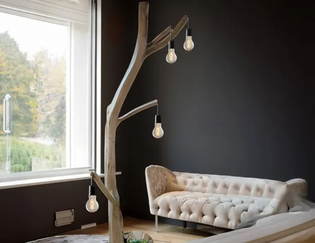 Rustic Tree Branch Arc Floor Lamp – Tall Natural Lighting