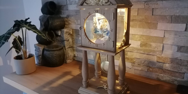 Handmade Table Clock from a Restored Spring Mechanism (with LED Light)